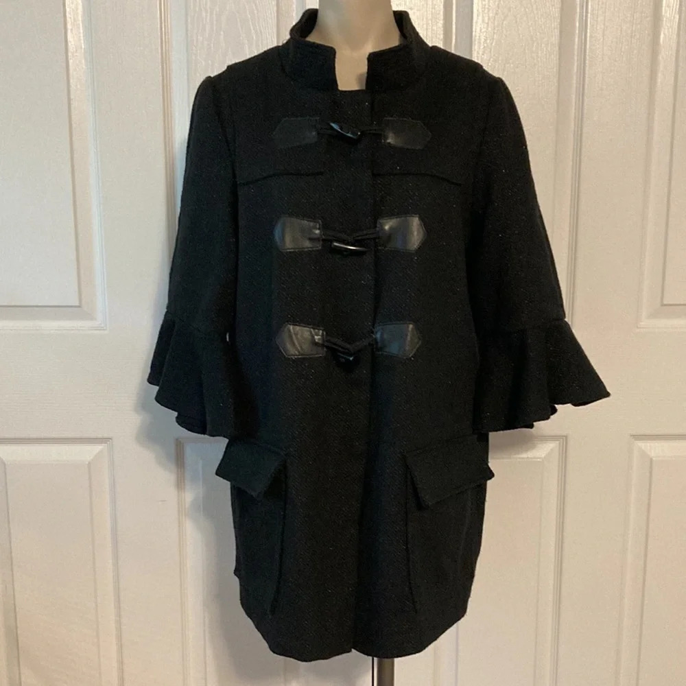 Princess Vera Wang Toggle Peacoat Ruffled Sleeves Coat L